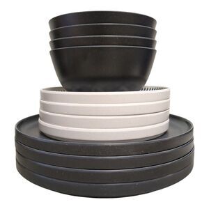 Granite - Member's Mark Lightweight Break Resistant Melamine Dinnerware Set, 12p